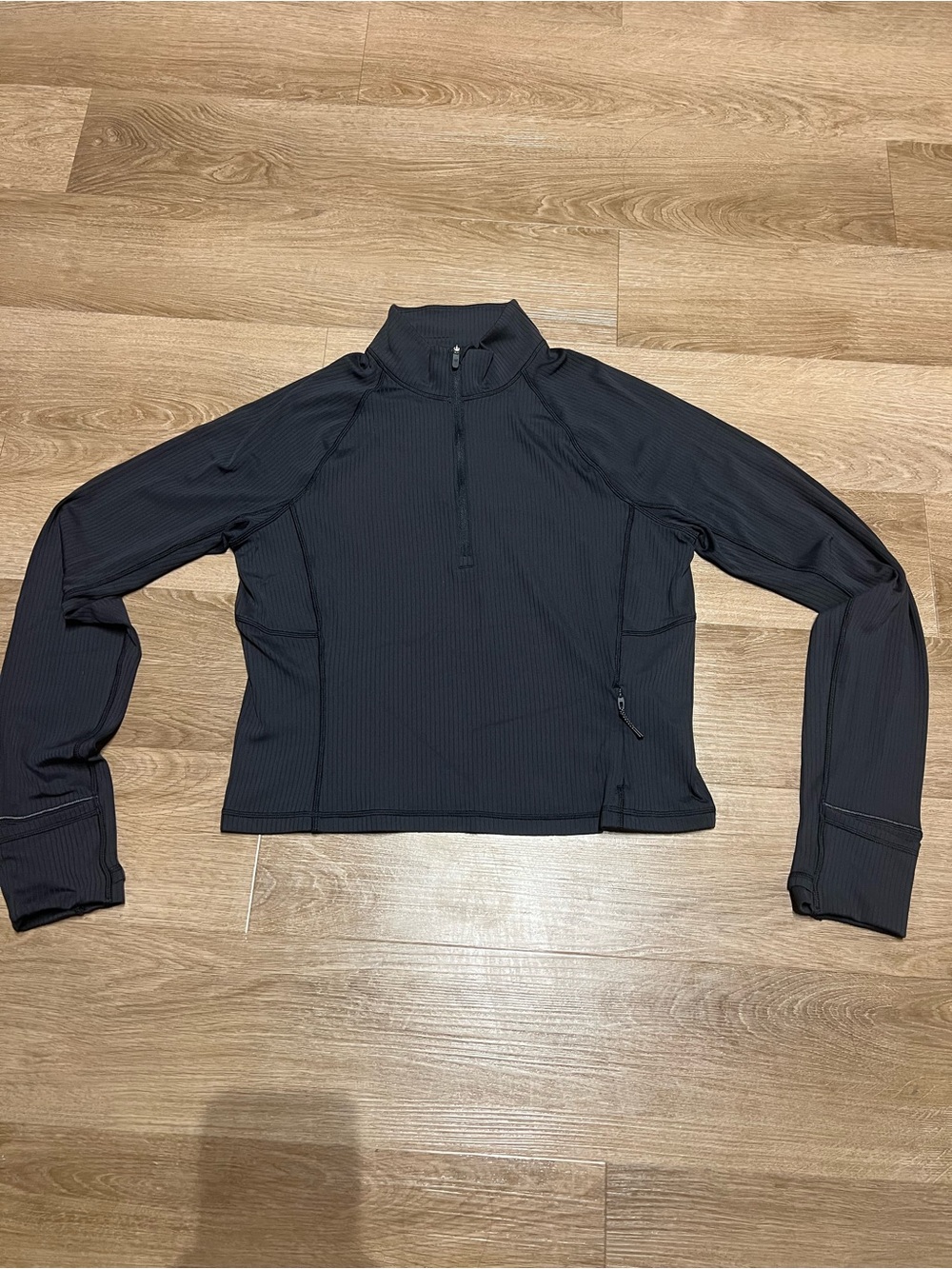 lululemon athletica Black Ribbed Quarter-Zip Pullover
